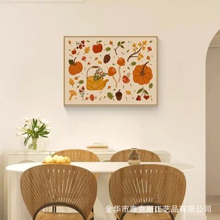 挂墙上的装饰画奶油风餐厅装饰画现代简约原木风客厅挂画小众日式