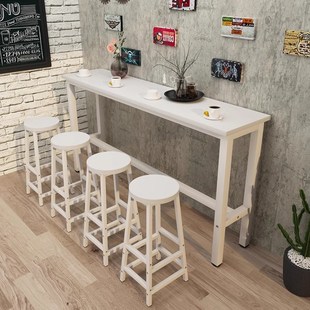靠墙吧台桌商用奶茶店桌椅长条桌餐桌简约吧台阳台高脚桌家用窄桌