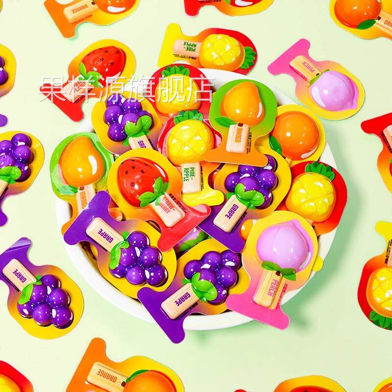 水果造型果汁型果冻添加果汁水果味果冻棒休闲招待儿童零食