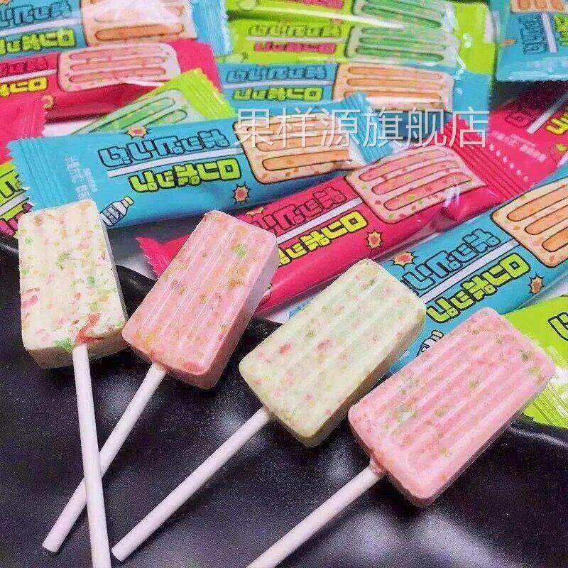 吡棒糖高颜值雪糕型奶棒糖儿童棒棒糖牛奶片糖果跳跳糖