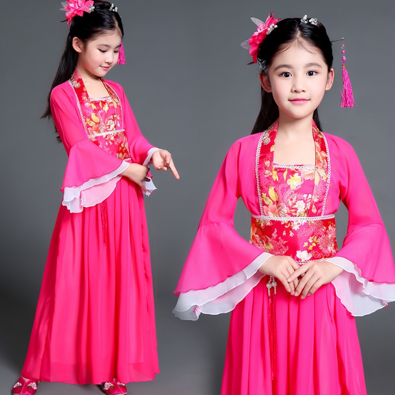 儿童古装小七仙女公主裙古筝表演服古代唐装汉服贵妃服小女孩古装