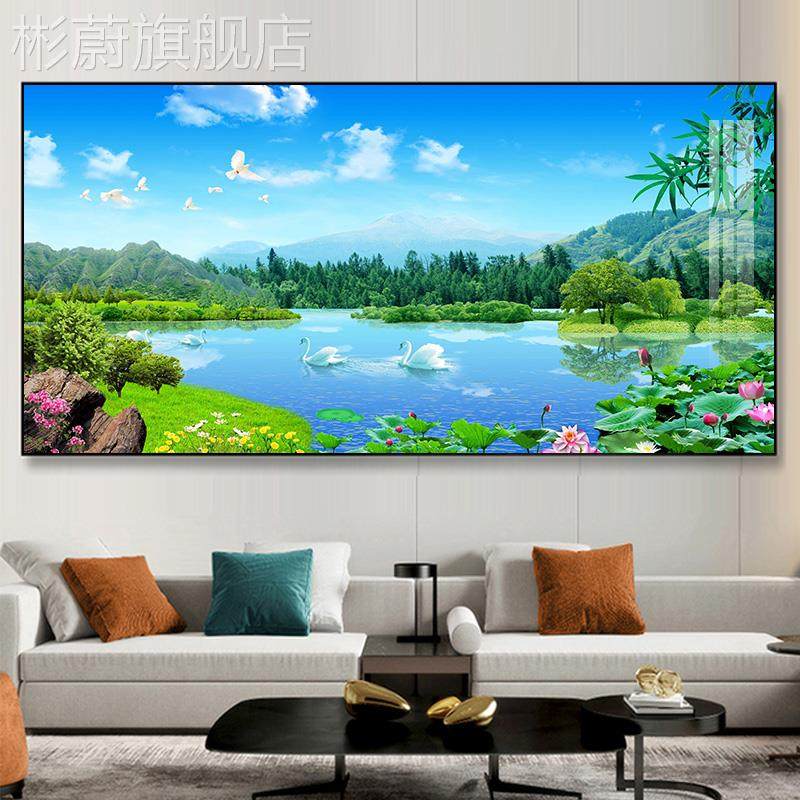 网红壁客厅墙面饰画田园风景画墙装画沙发后背景墙挂画卧室墙画晶