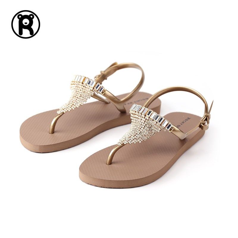 洛克熊水晶钻人字凉鞋女外穿沙滩鞋夹脚凉鞋女罗马女王水钻女鞋夏,女鞋,罗马凉鞋,淘宝优惠券,粉丝福利购,淘宝优惠卷