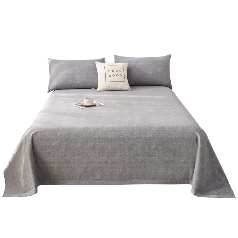 夏季老粗布床单单件100全棉凉席加厚被单单人枕套三件套1米5