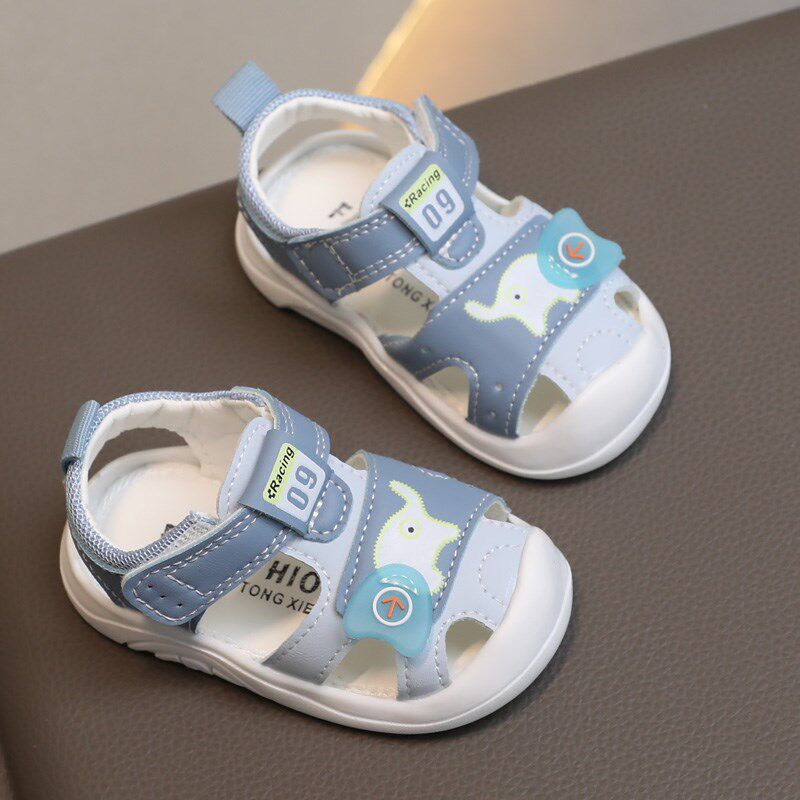 夏季新款婴幼儿学步鞋p0-2岁1软底包头防滑宝宝鞋沙滩凉鞋男童女