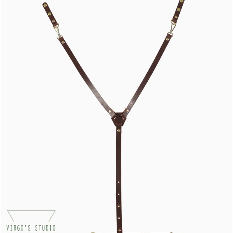 简约咖啡师花艺餐厅美发师双肩款牛仔围裙工作服定制logo