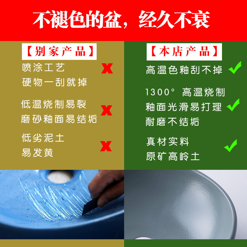 宝蓝色台上盆方形洗手盆陶瓷家用卫生间洗脸盆单盆名宿酒店彩色小