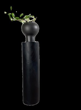 雕塑底座摆台侘寂实木圆柱家居客厅落地摆件装饰花架碳化原木树桩