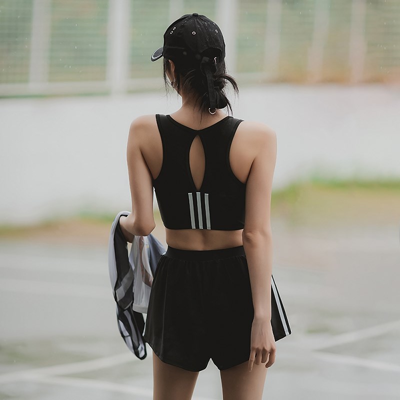 新款韩版泳衣女分体三件套罩衫长袖拉链潮酷保守遮肉显瘦泡温泉