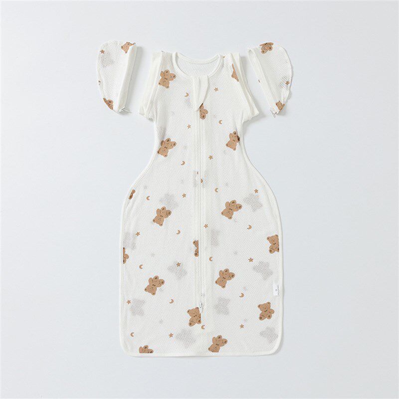 宝宝夏季薄款防惊跳睡袋透气婴儿襁E褓投降可伸手新生儿鸡翅睡袋