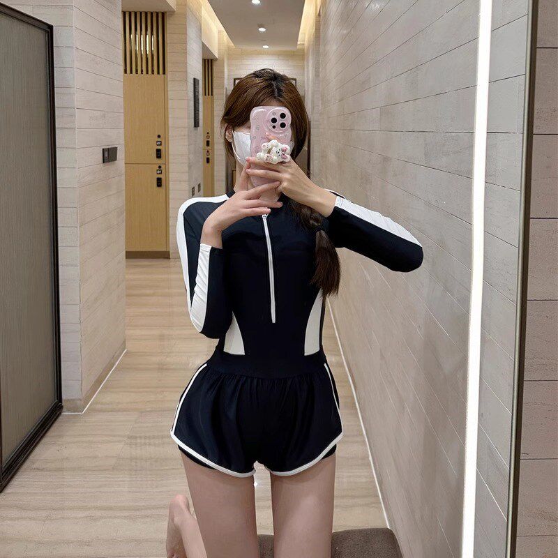 分体游泳衣女2025新款高级感微胖遮肉显瘦长袖游泳馆专用竞速泳装