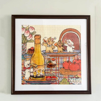 所有的烦恼说拜拜拼图框650v片相框配套框51*51实木相框拼图裱框