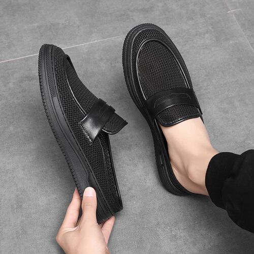 拖鞋夏季a男款外穿男士凉拖鞋2024新款网面凉鞋厚底懒人包头半拖