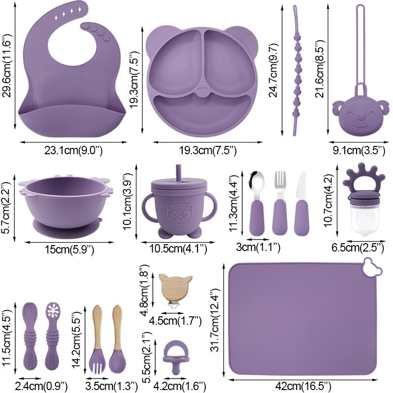 母婴用品儿童餐具套装辅食工具宝宝硅胶餐盘一体式吸盘碗训练叉勺