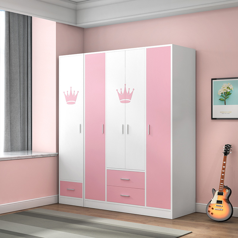 儿童实木衣柜书桌柜一体组合女孩家用卧室小户型收纳儿童房挂衣柜