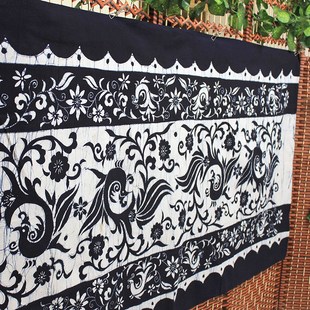 蜡染画凤花飞舞民族特色清新家居装饰画酒吧茶室茶几布艺长条桌布