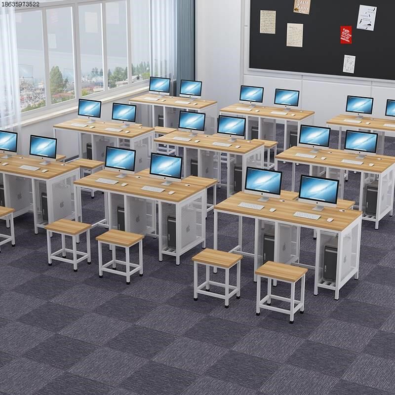 学校机房电脑桌中小学学生微机室办公桌子培训班课桌椅凳子网吧桌