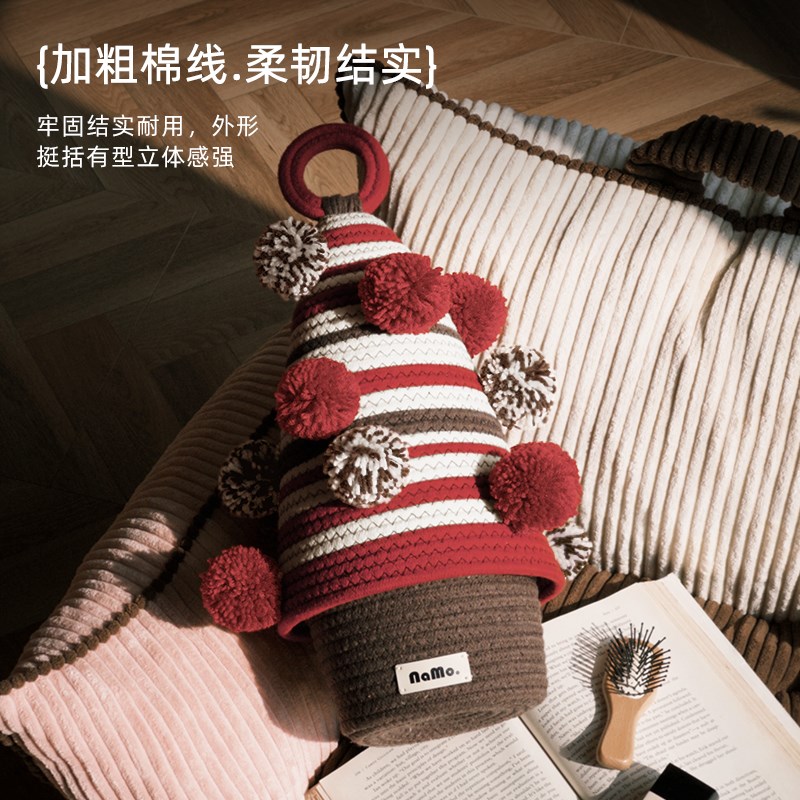 纳茉【糖果屋】圣诞树装饰摆件收纳筐手工编织置物筐高颜值储物篮