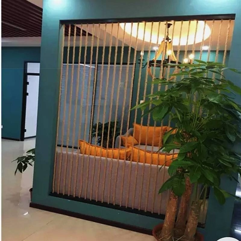 手工编织麻绳门帘酒吧餐厅隔断民宿装饰办公屏风实木板绳艺隔断