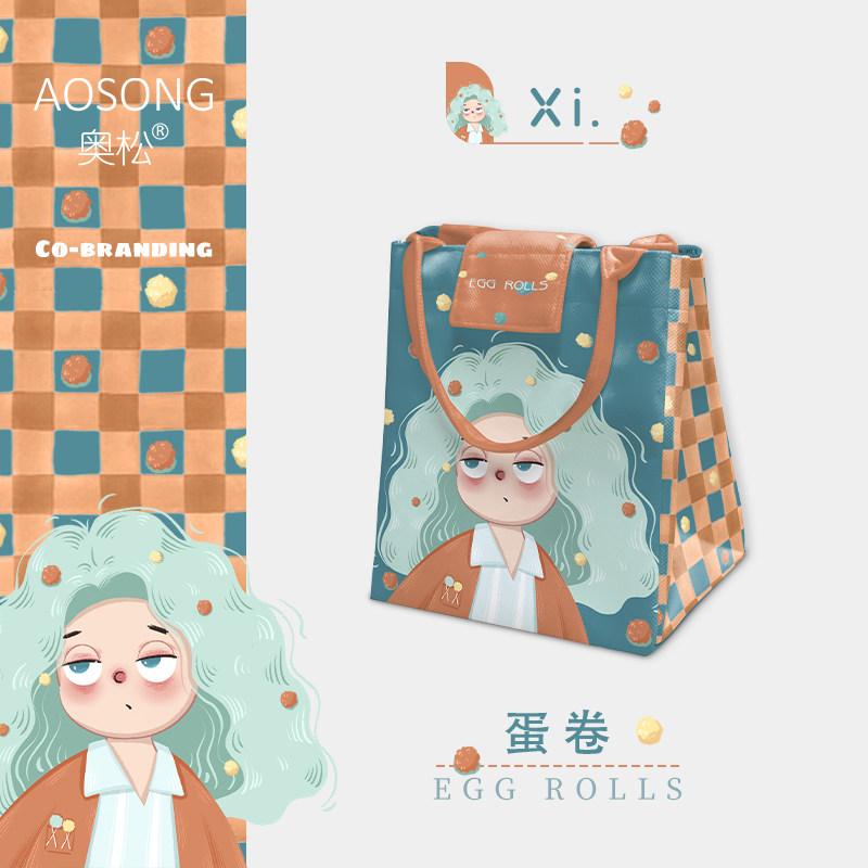 奥松xi便当带女通勤学生上班族A保温可携式手提便当包日系可爱高