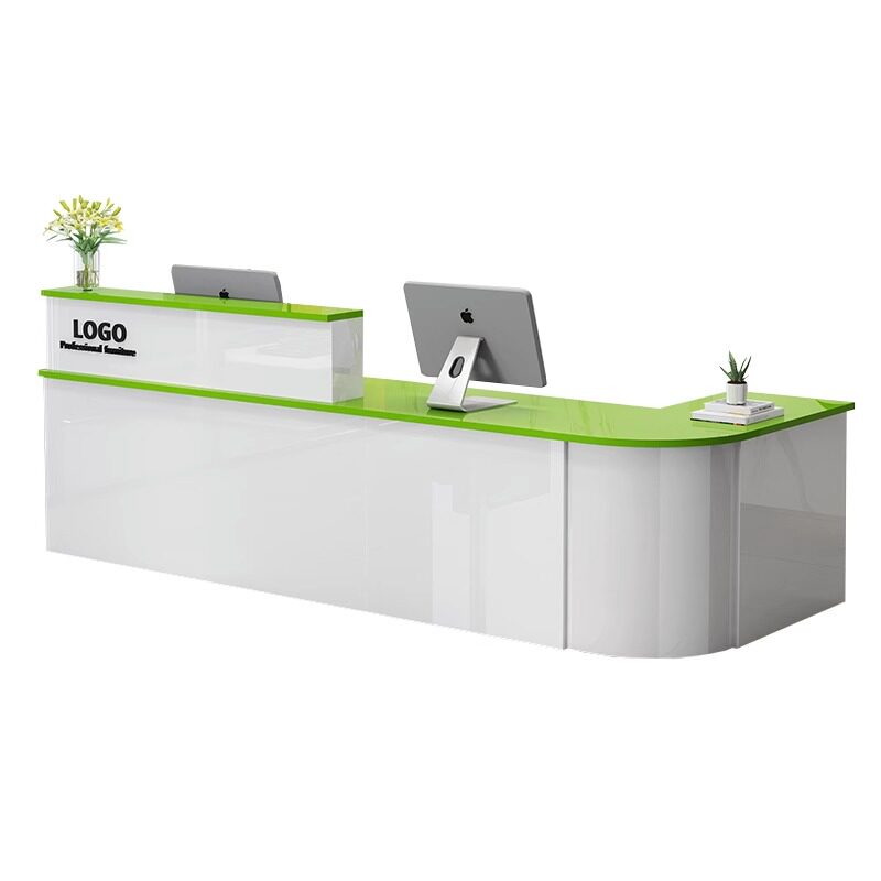 简约现代公司前台服装店接待台圆弧转角商用吧台柜台办公桌收银柜