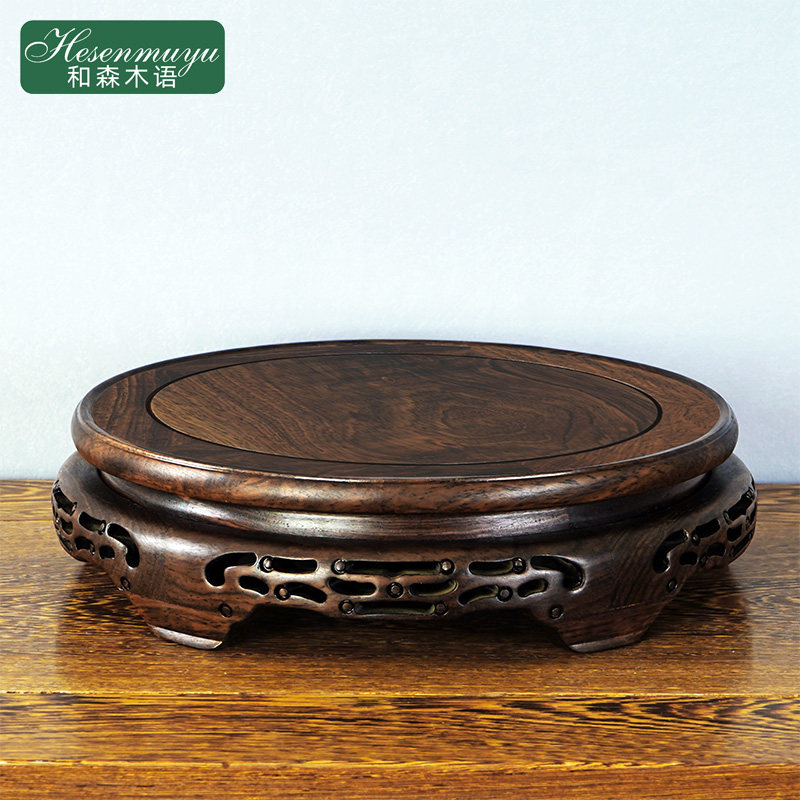 实木花瓶底座花盆酒坛盆景摆件茶壶黑檀木水缸托盘工艺品红木底托,家居饰品,木雕,淘宝优惠券,粉丝福利购,淘宝优惠卷