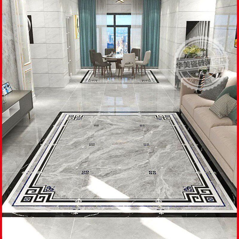 客厅拼花瓷砖灰色简约拼图地砖餐厅入户过道图案造型通体地板砖