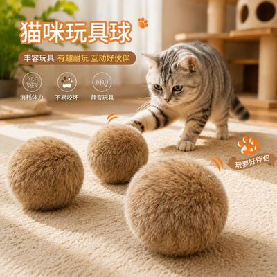 【超大号兔毛球】猫玩具到手3个