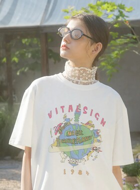 VITALSIGN · 魔法星球印花 T恤 · 白色