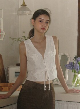 VITALSIGN · 白色花朵刺绣背心 · 白色