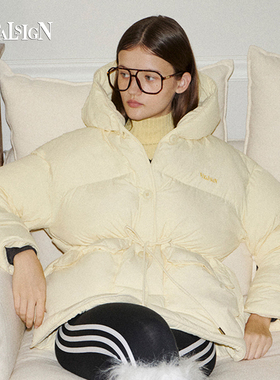 VitalSign冬季高级感超好看女款连帽收腰抽绳马卡龙羽绒服外套