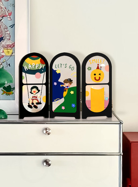 多巴胺客厅桌面屏风摆件装饰画入户玄关装饰品2024新款电视柜摆画