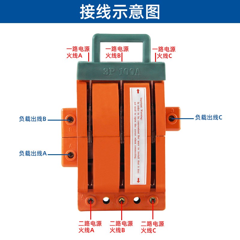 双向正反开关家用220V双电源切换开关电闸2P3P4P双投倒顺转换刀闸