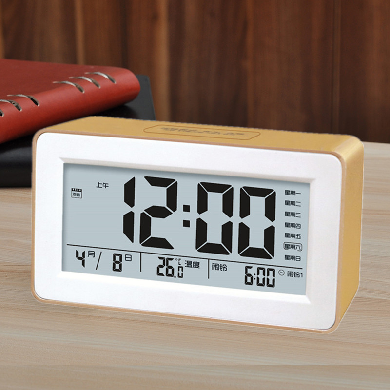 大液晶显示大屏电子时钟静音电子闹钟数字简约桌面网红台钟挂钟