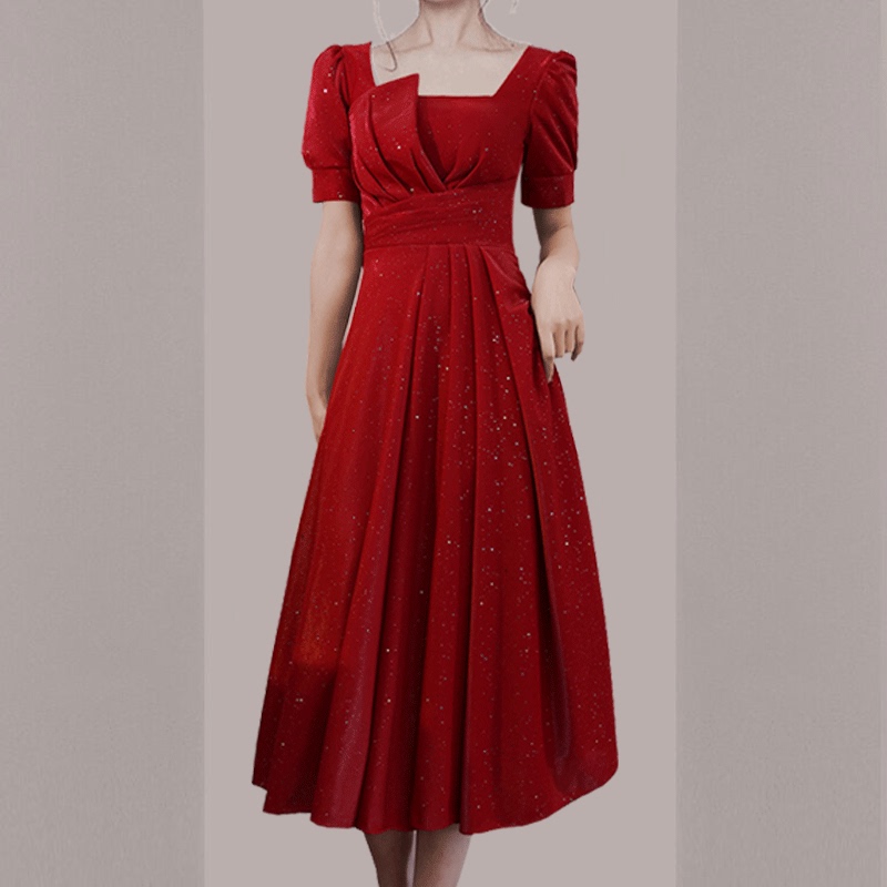 敬酒服新娘2021夏季新款亮闪闪伴娘服高端气质宴会晚礼服平时可穿