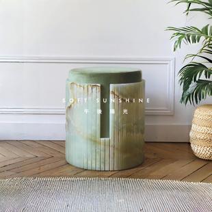 天然白玉大理奢石开槽圆柱落地雕塑底座摆件墩墩展示台立柱子凳子