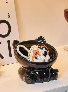 轻奢陶瓷入户玄关钥匙收纳摆件门口鞋柜托盘置物架放钥匙的收纳盒