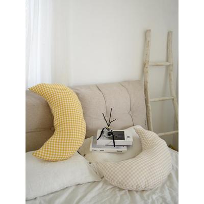 田园布艺水洗棉月亮抱枕夹腿长条枕沙发卧室装饰靠枕床头靠垫枕头