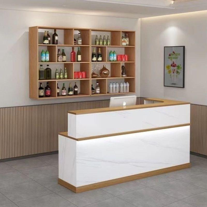 饭店吧台收银台前台店铺吧台酒柜一体火锅店接待收银台饭店餐饮店