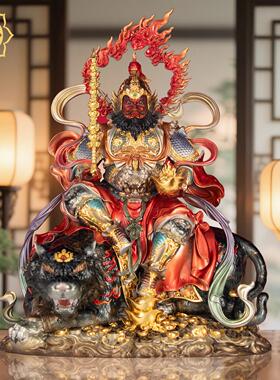 武财神赵公明神像黑虎赵玄坛摆件中路财神赵元帅骑虎铜像招财家用