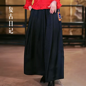 子2F1K7871 裤 复古日记新中式 桑蚕丝国风女装
