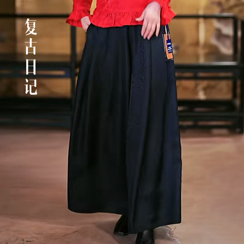 复古日记新中式桑蚕丝国风女装裤子2F1K7871