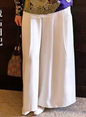复古日记“揽月行”轻中式桑蚕丝织金缎空气感阔腿裙裤2F1K7819