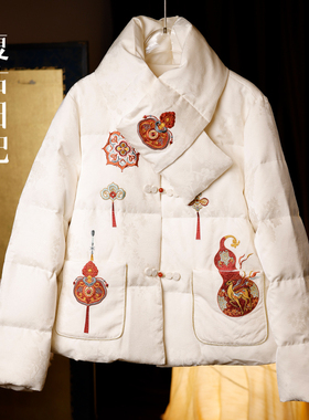 复古日记“福禄双全”中式吉祥定位绣花节日氛围鹅绒服2EHR520