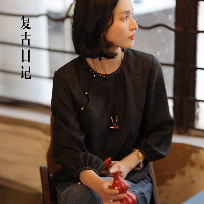 复古日记100桑蚕丝新中式国风女装上衣255C5736
