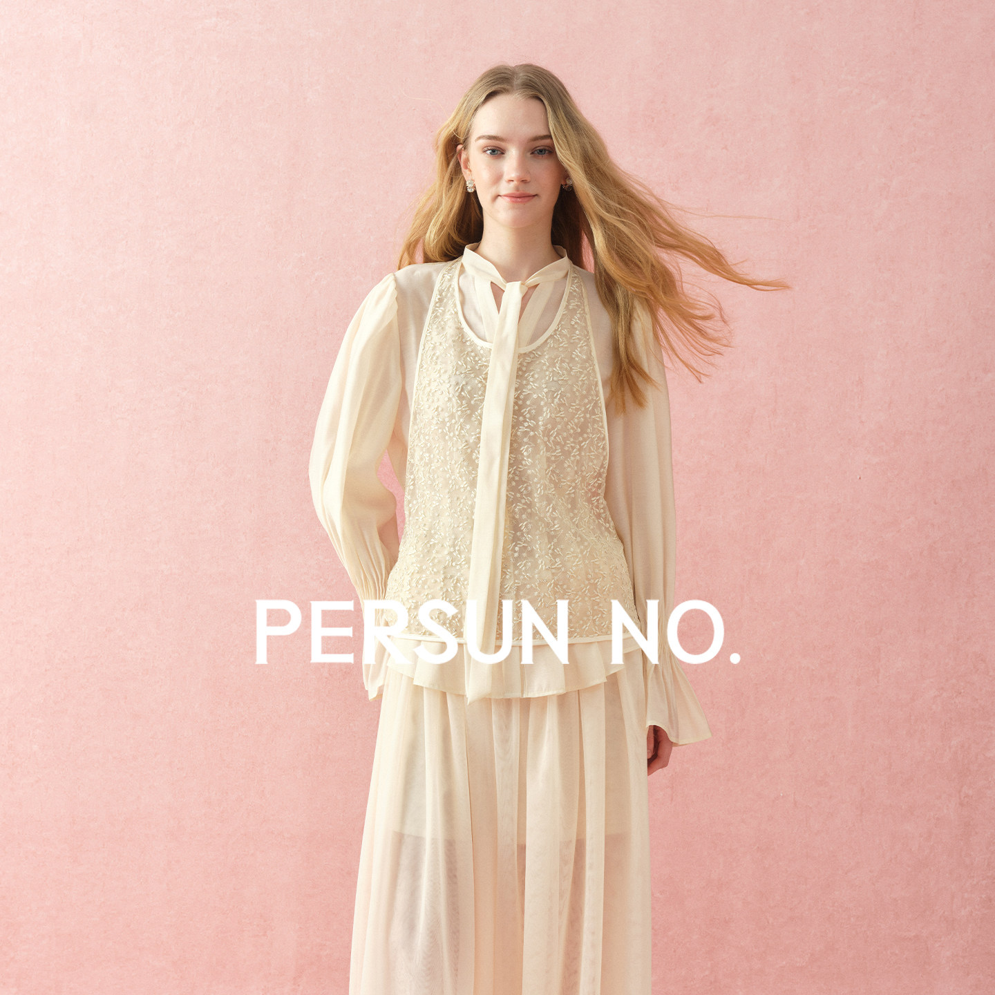 PERSUN NO.备述原创夏日上新飘带立领收腰云褶手工打揽衬衫背心