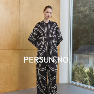 真丝防晒衬衫 PERSUN 小马图腾18姆米桑蚕丝夏日时尚 48H发 NO.