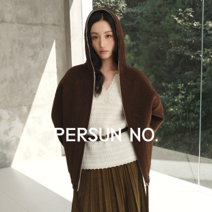 PERSUN NO.备述25秋冬双韵叠境双面呢异色两穿羊毛连帽大衣