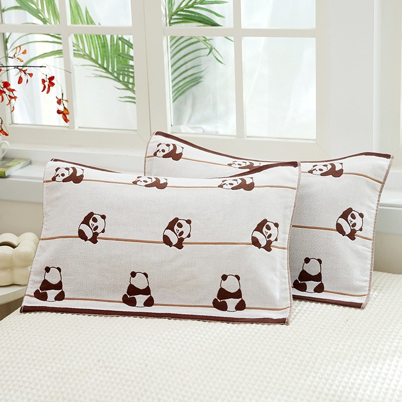 卡通透气柔软吸汗四层小号小尺寸儿童纱布枕巾40x60纯棉一对装