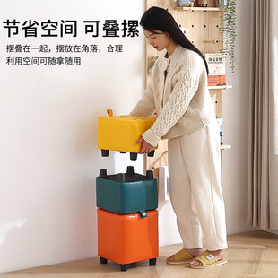 客厅小凳子创意方皮凳子时尚沙发凳茶几凳实木家用小板凳矮凳皮墩